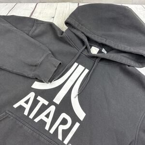 Atari Big Logo Hoodie Sweatshirt Black Mens Size XL Gaming